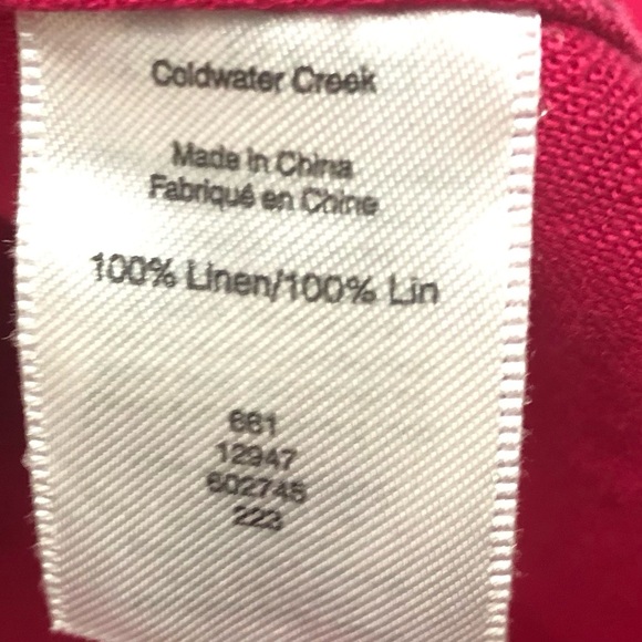 Coldwater Creek | NEW Linen Button Up Long Sleeve Fuschia Pink Shirt  2X - Picture 11 of 12
